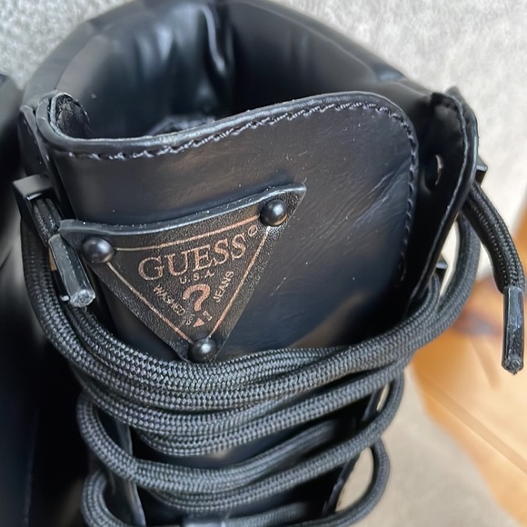 Guess Gwgeovey Black Leather Combat Boots, Size 7.5 - Picture 6 of 9